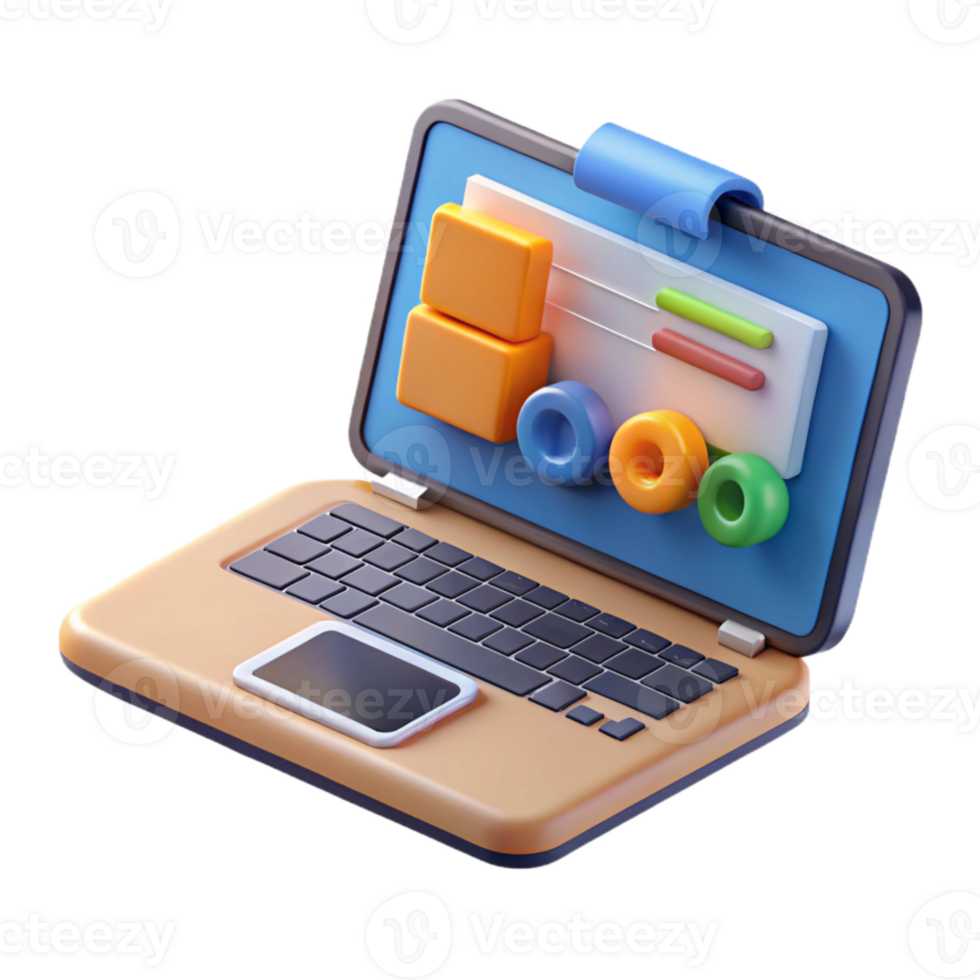 wonderful minimalist Laptop with Project Management Software Isolated on Transparent Background premium png