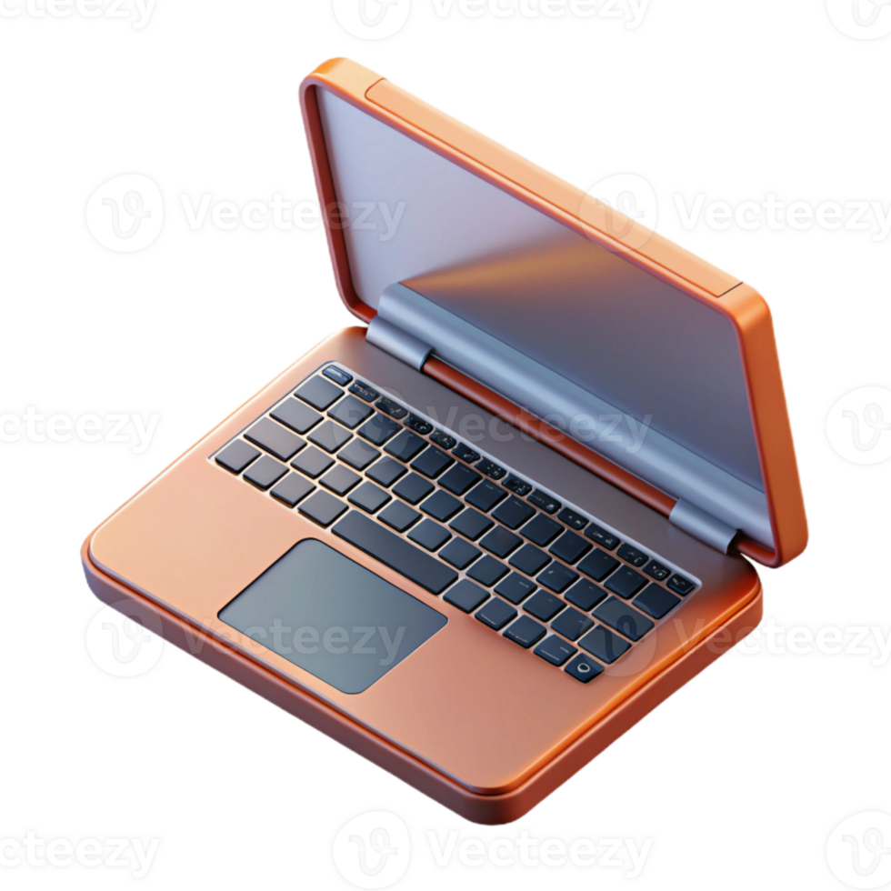 impressive contemporary Laptop with Open Lid Top View on Transparent Background authentic png