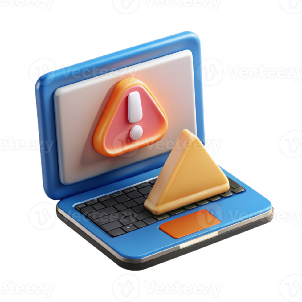 magnificent traditional Laptop with Security Alert Popup Isolated on Transparent Background detailed png