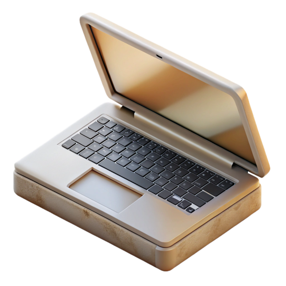 dramatic modern Laptop with Open Lid Top View on Transparent Background genuine png