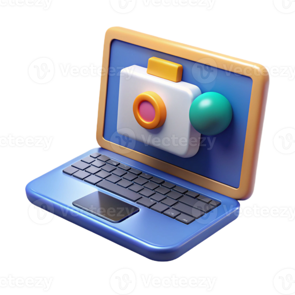 extraordinary vintage Laptop with Call Interface Isolated on Transparent Background high quality png