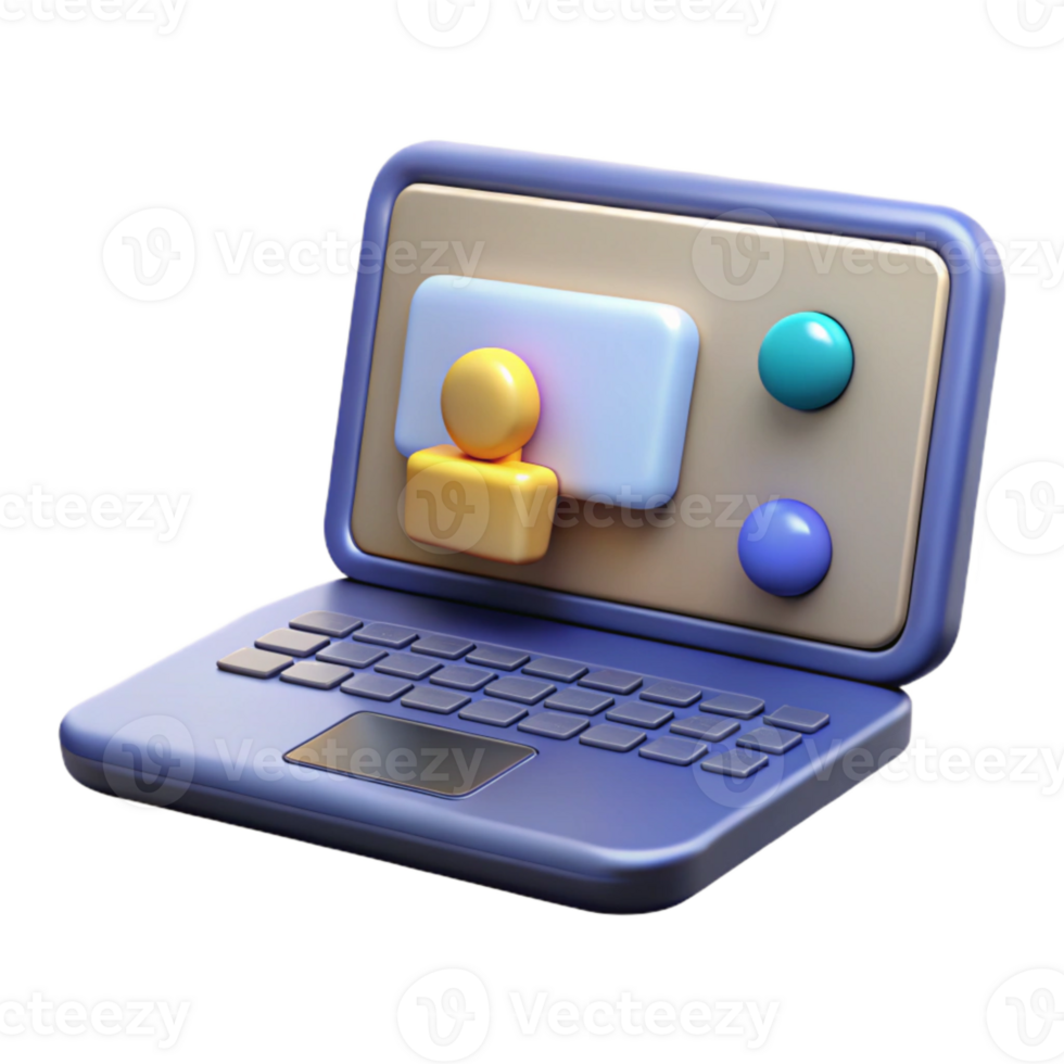 impressive abstract Laptop with Call Interface Isolated on Transparent Background premium png