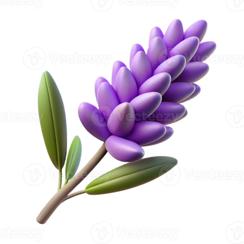 impressive artistic Lavender Sprig with Purple Flowers Isolated exclusive png