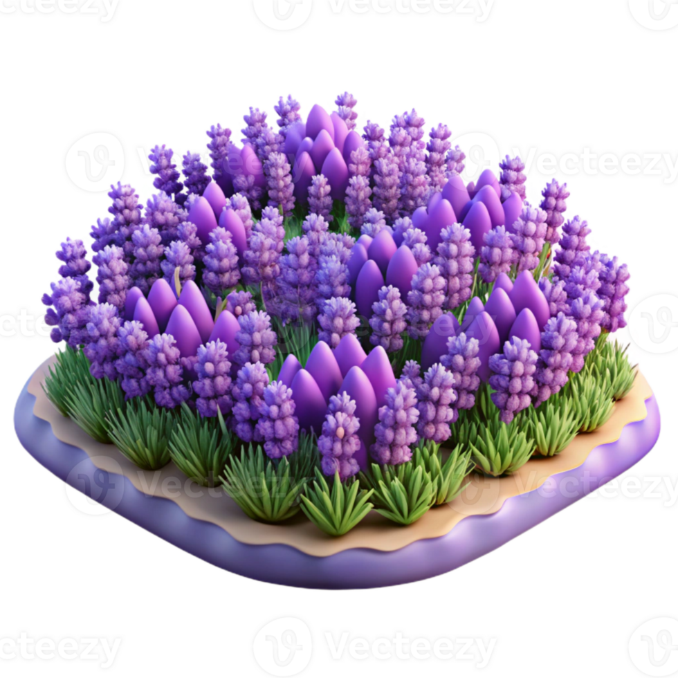 beautiful classic Lavender Field Purple Flowers Blooming Transparent Background authentic png