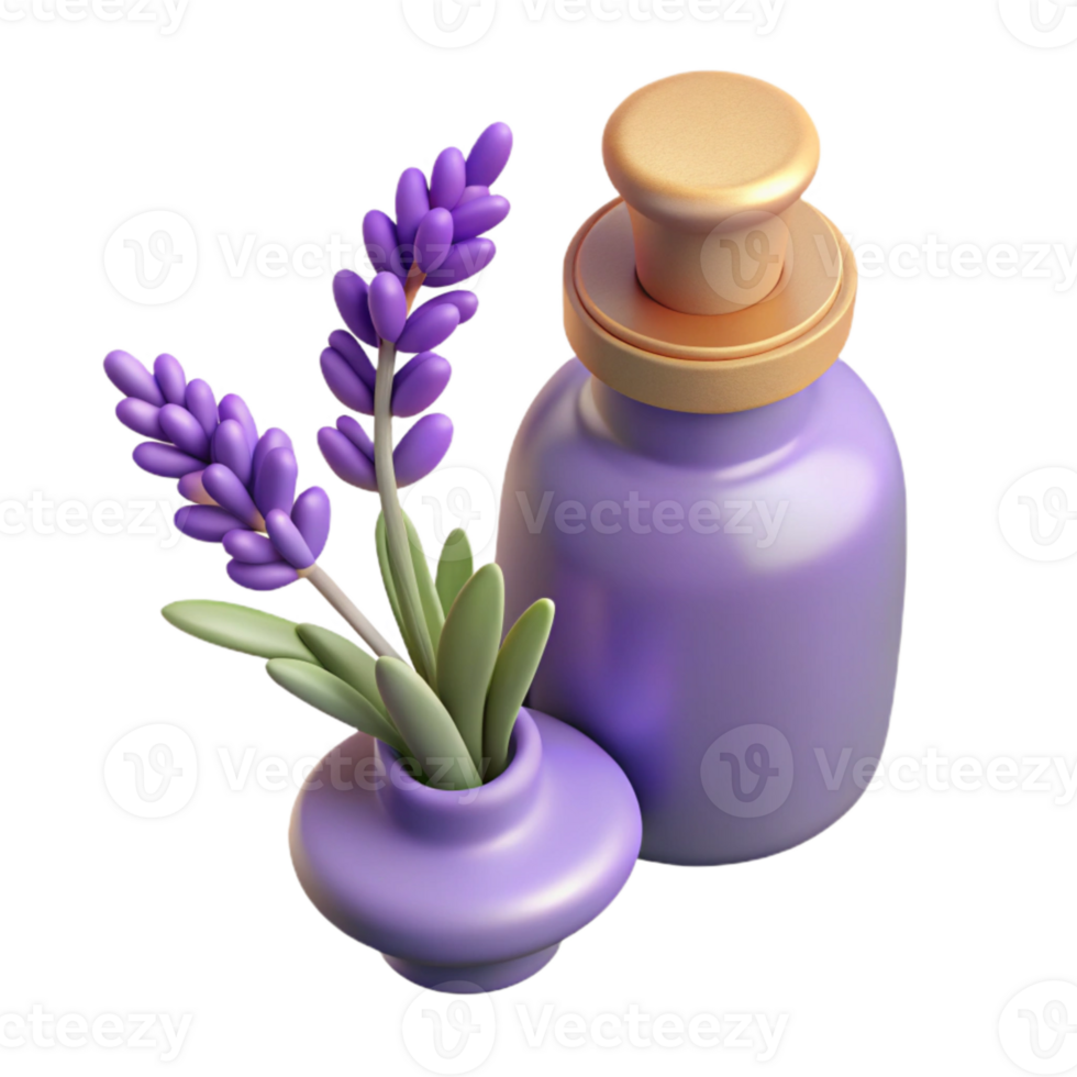 wonderful vintage Lavender Sprigs and Essential Oil Bottle Cutout authentic png