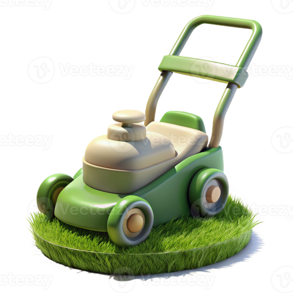 serene creative Lawn Mower Side View Green Grass Transparent high resolution png