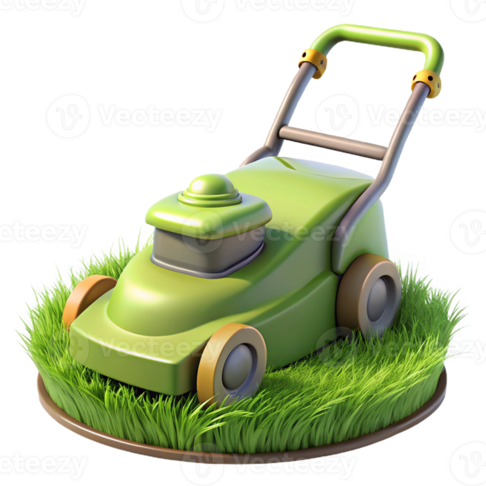 dramatic abstract Lawn Mower Cutting Grass Close Up Isolated genuine png
