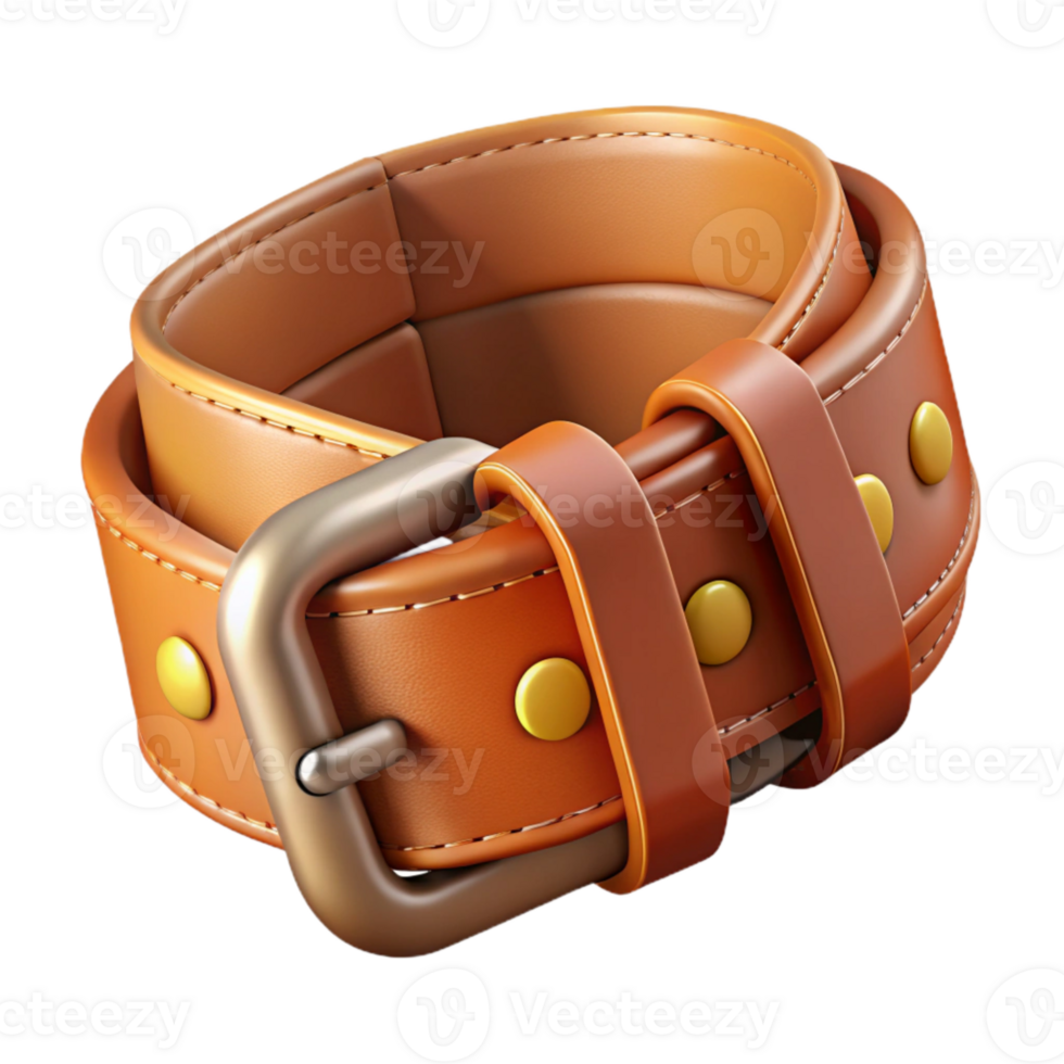 beautiful classic Leather Belt with Buckle Detail Transparent Background authentic png