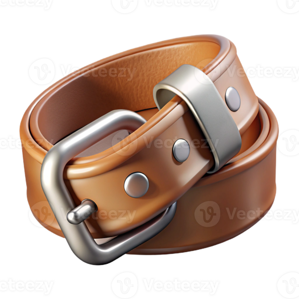serene classic Leather Belt with Silver Buckle Transparent Background high quality png