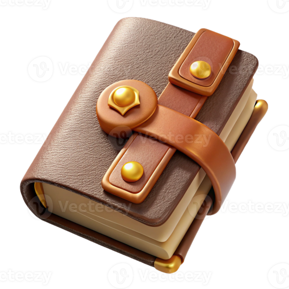 impressive artistic Leather Bound Journal with Gold Embossing Cutout authentic png