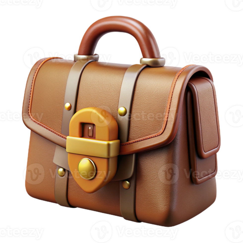 vibrant abstract Leather Briefcase Brown Combination Lock Isolated high quality png