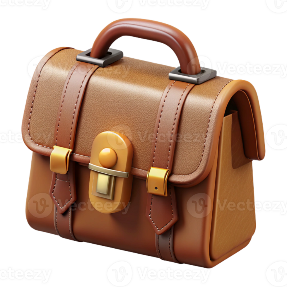 elegant contemporary Leather Briefcase Brown Combination Lock Isolated authentic png