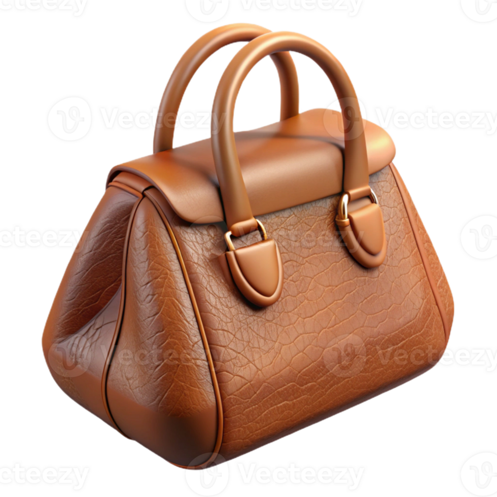 wonderful modern Leather Handbag Brown Color Isolated on Transparent Background exclusive png