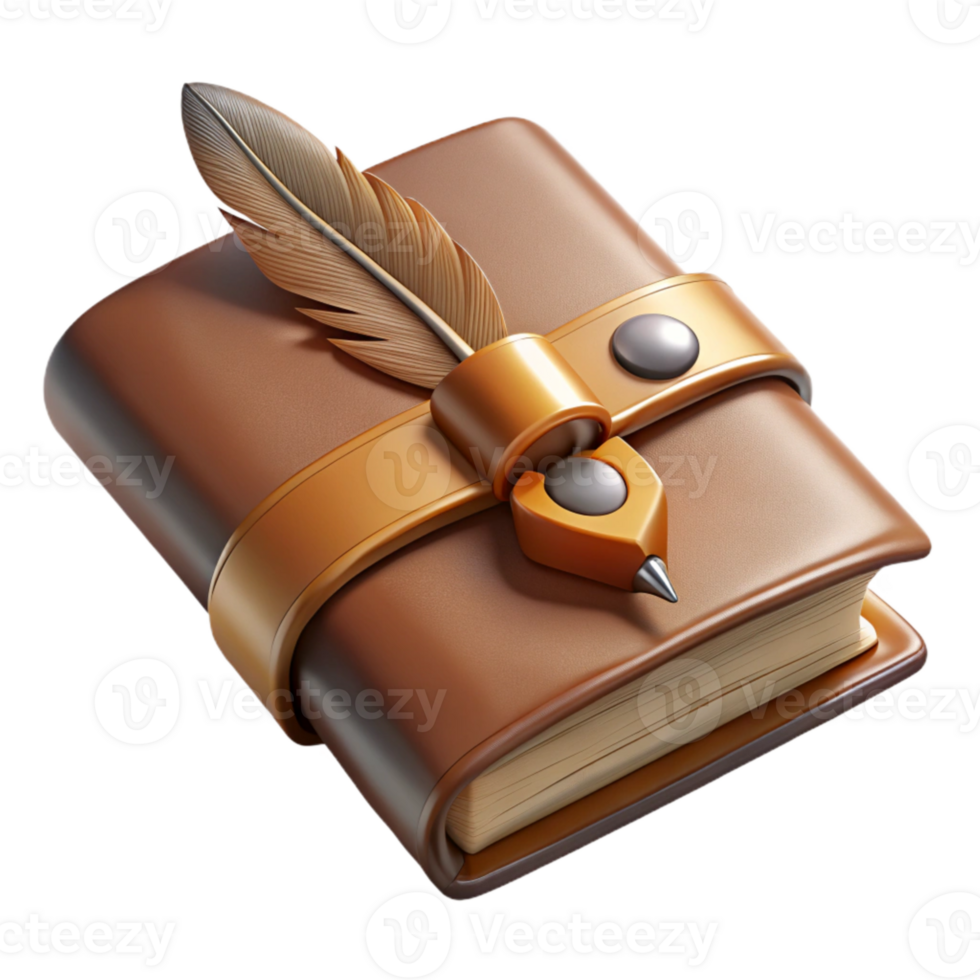 stunning abstract Leather Journal with Feather Pen Transparent Background original png