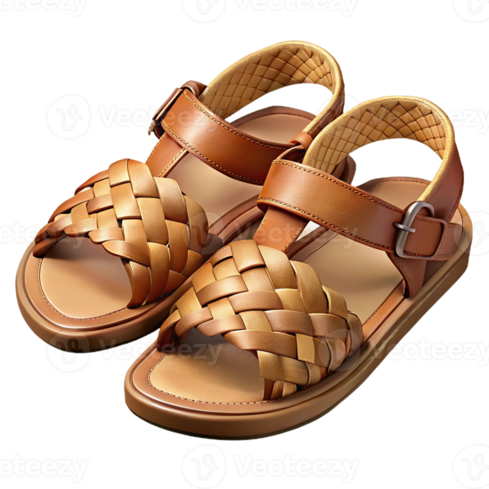 beautiful modern Leather Sandals with Woven Straps Transparent Background professional png