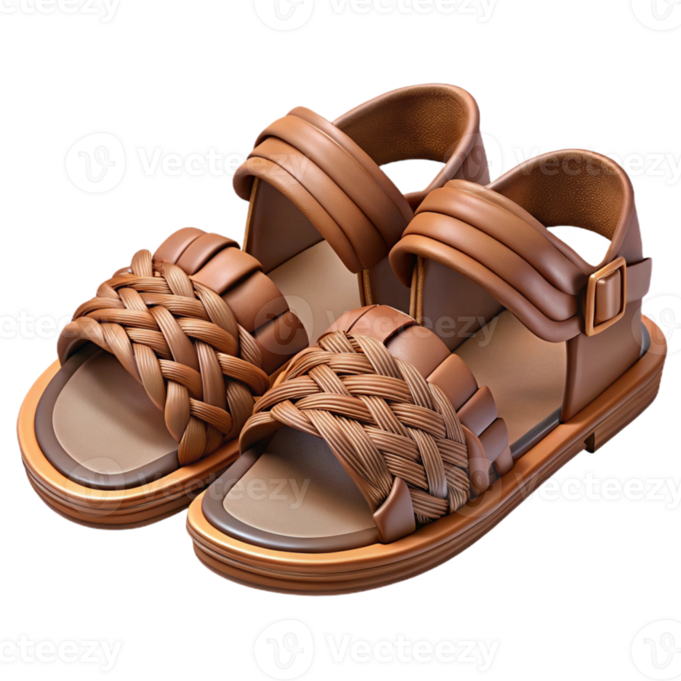 wonderful classic Leather Sandals with Woven Straps Transparent Background professional png