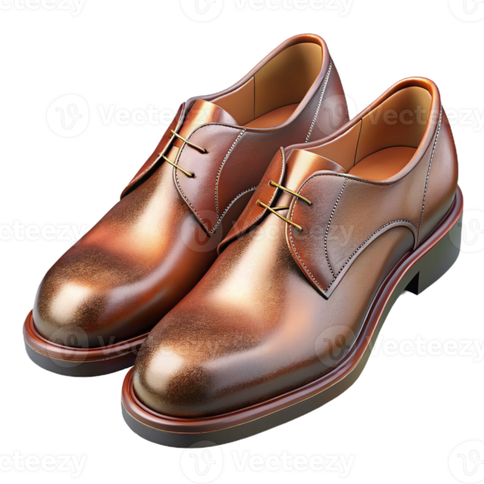 elegant rustic Leather Shoes Polished Finish Transparent 4K png