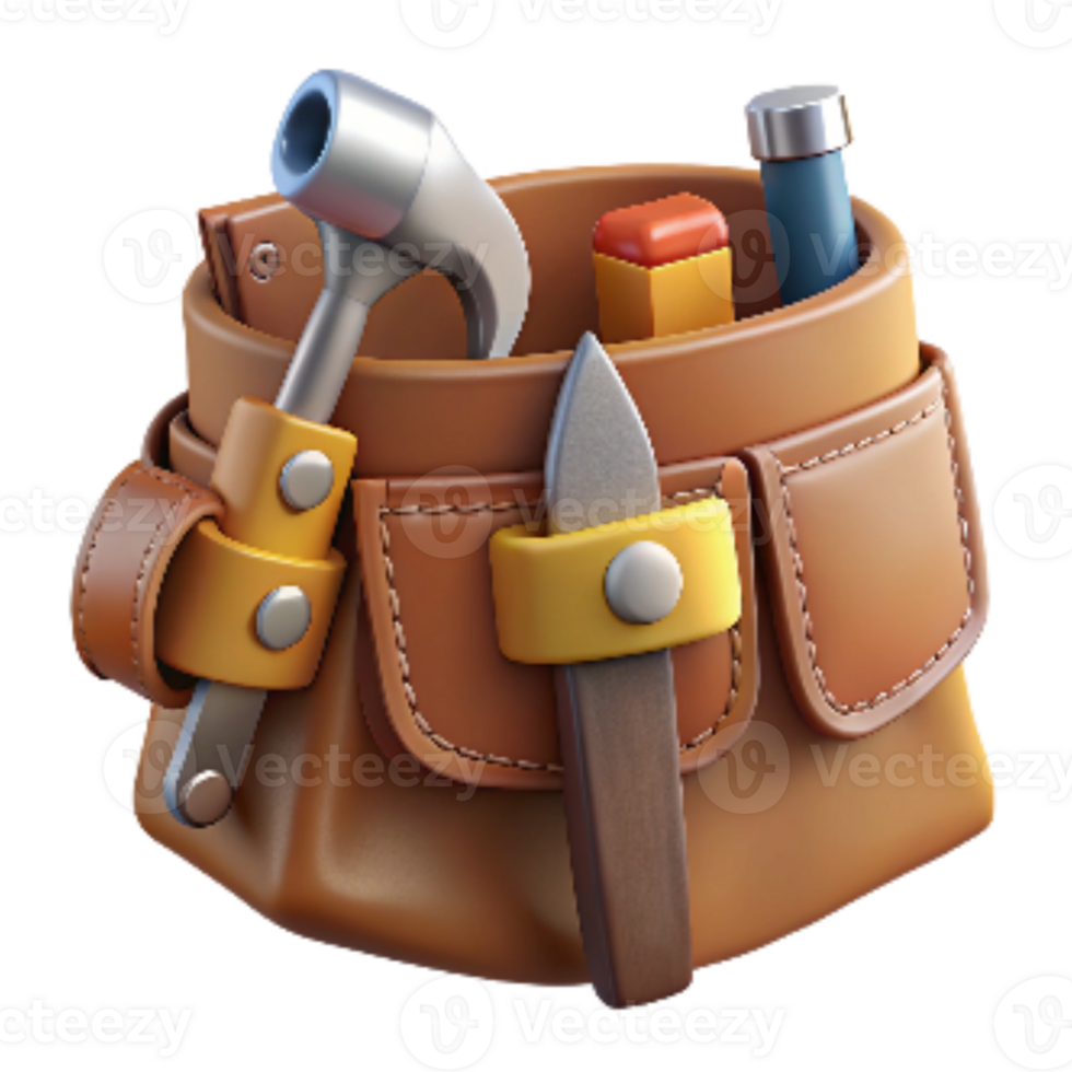 beautiful abstract Leather Tool Belt with Hammer and Nails Isolated exclusive png