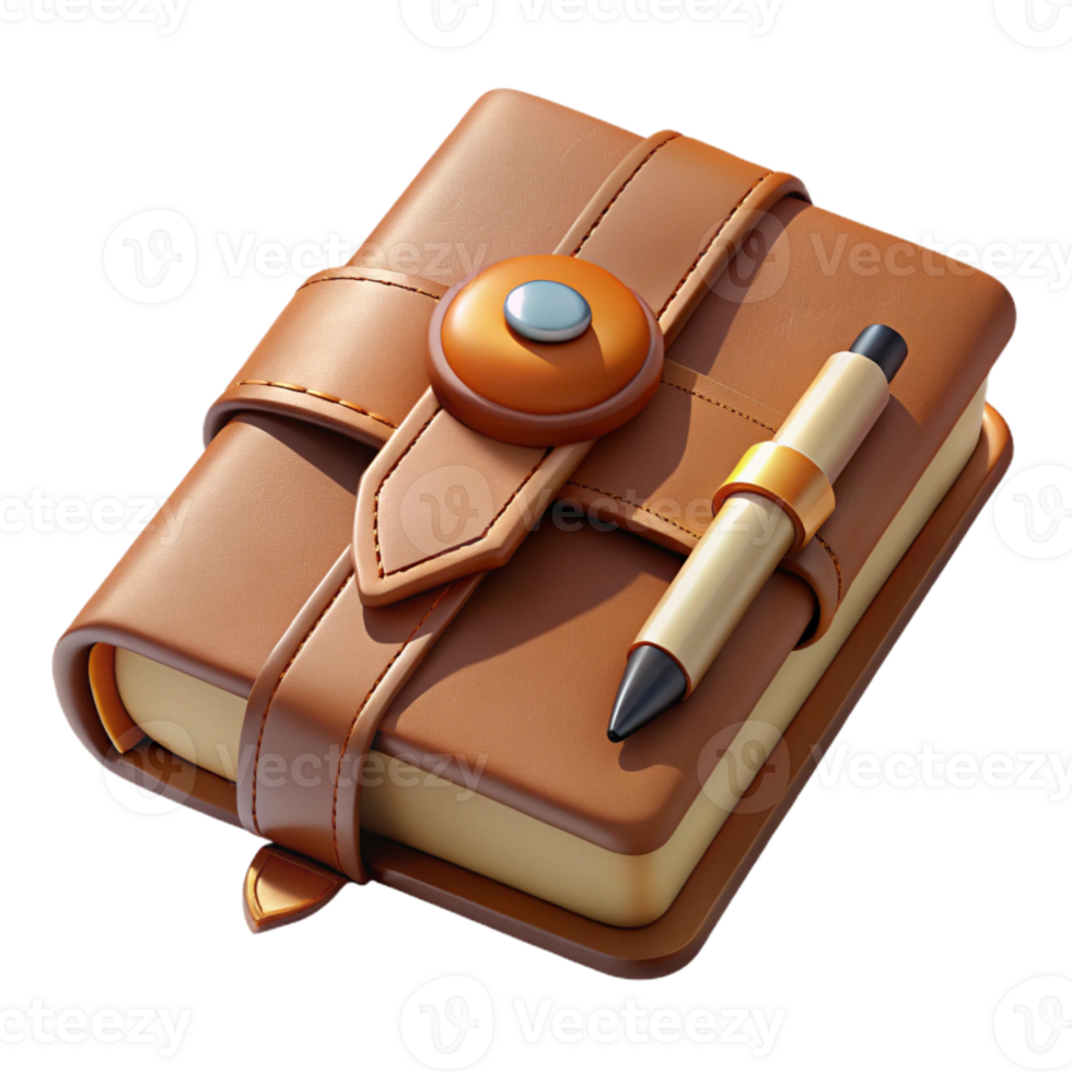 extraordinary minimalist Leather Travel Journal with Pen Isolated professional png