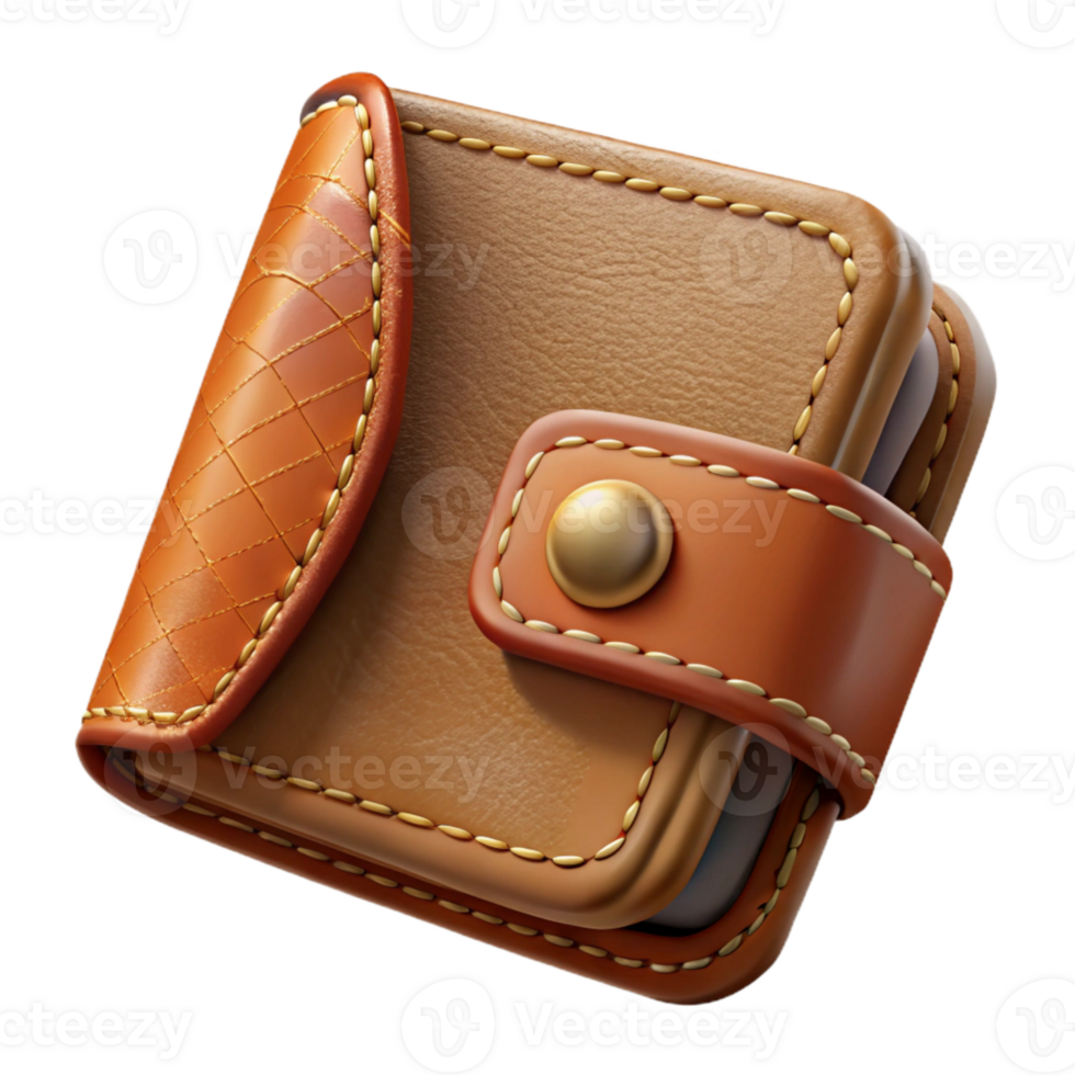 serene classic Leather Wallet with Stitching Detail Transparent Background genuine png