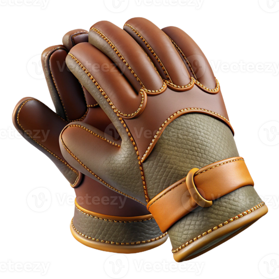 extraordinary minimalist Leather Work Gloves with Stitching Detail Isolated professional png