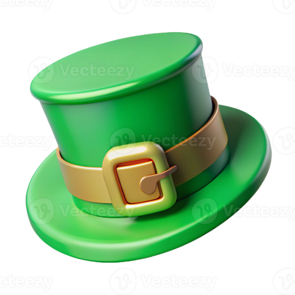 impressive minimalist Leprechaun Hat Green with Buckle Transparent Background premium png