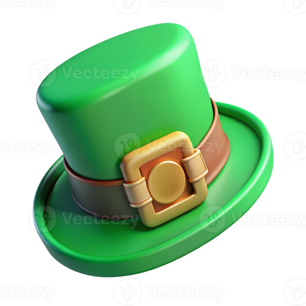 wonderful classic Leprechaun Hat Green with Buckle Transparent Background high quality png