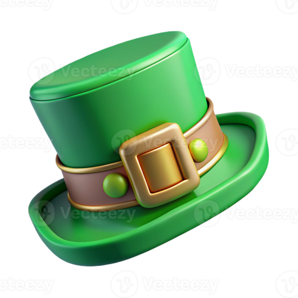 impressive abstract Leprechaun Hat Green with Buckle Transparent Background high resolution png