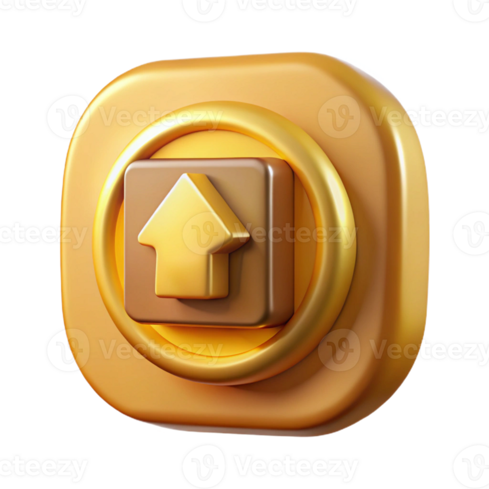 wonderful artistic Level Up Icon Golden Glow Isolated Cutout premium png