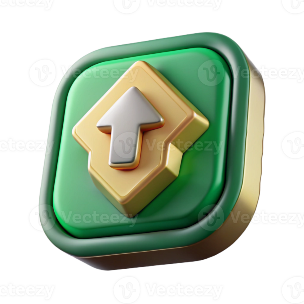 vibrant abstract Level Up Icon Green and Gold Transparent Background genuine png