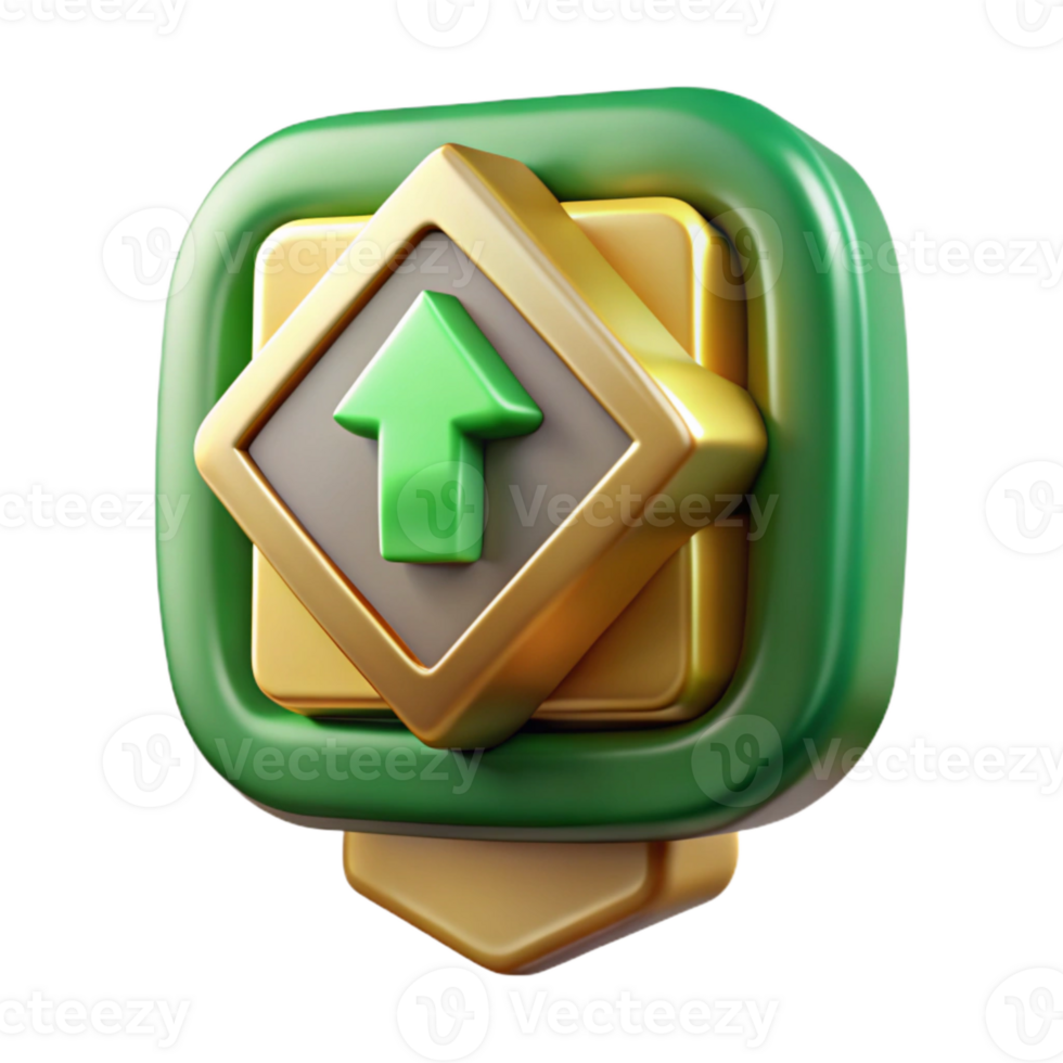 stunning abstract Level Up Icon Green and Gold Transparent Background high resolution png