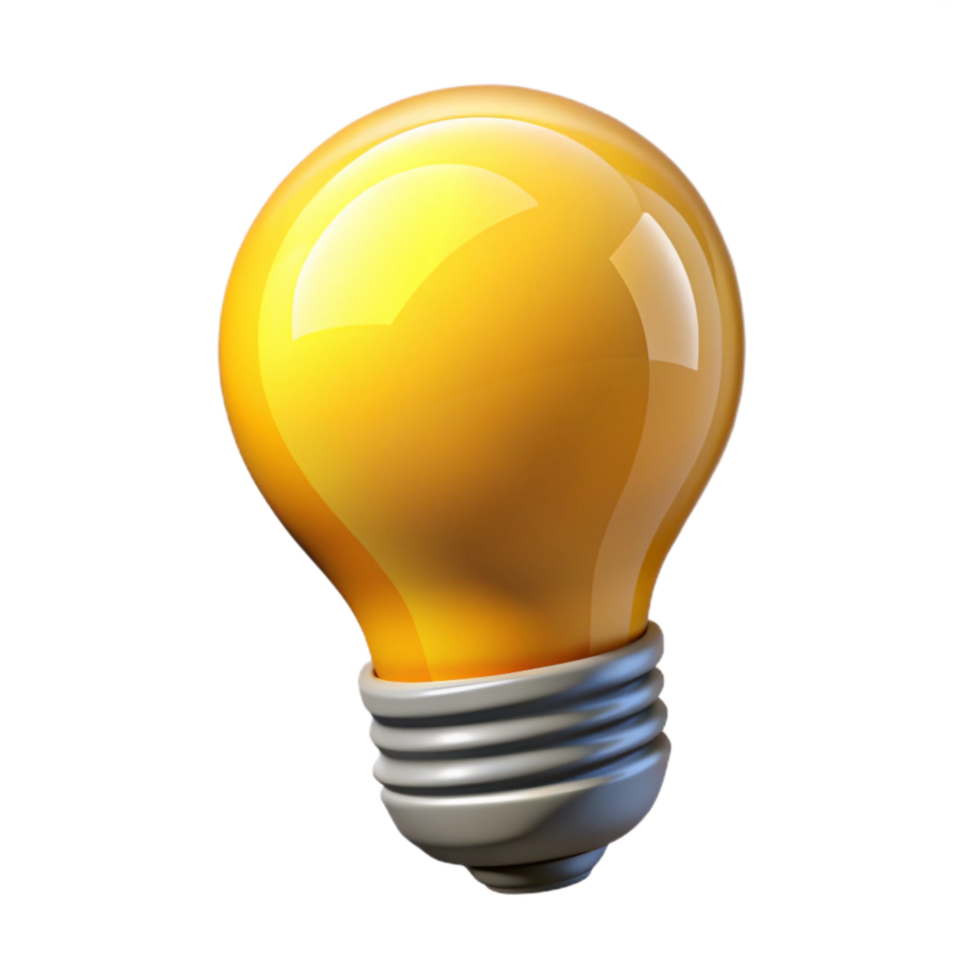 impressive contemporary Lightbulb Shining Brightly Idea Illumination Yellow Glow Isolated 4K png