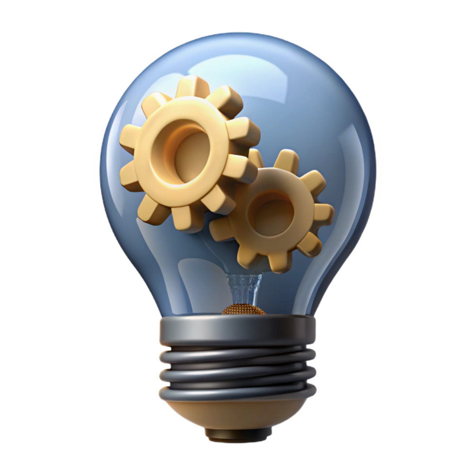extraordinary vintage Lightbulb with Cogwheels Inside Cutout Transparent Background genuine png