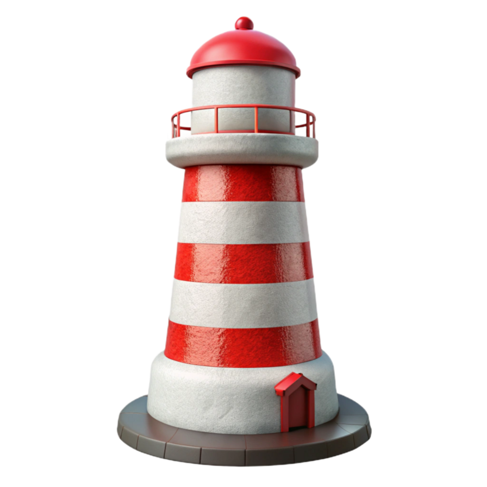 wonderful vintage Lighthouse Coastal Tower White Red Stripes Isolated original png