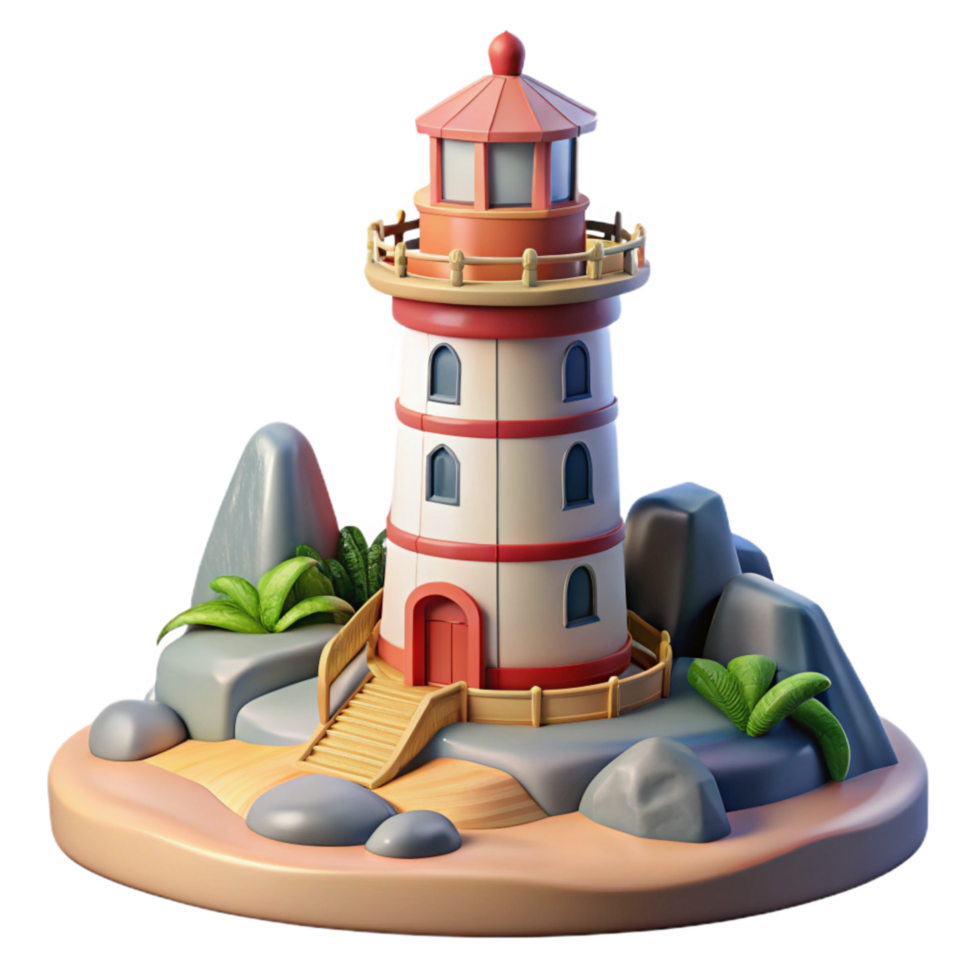 vibrant minimalist Lighthouse Coastal Scene Transparent genuine png
