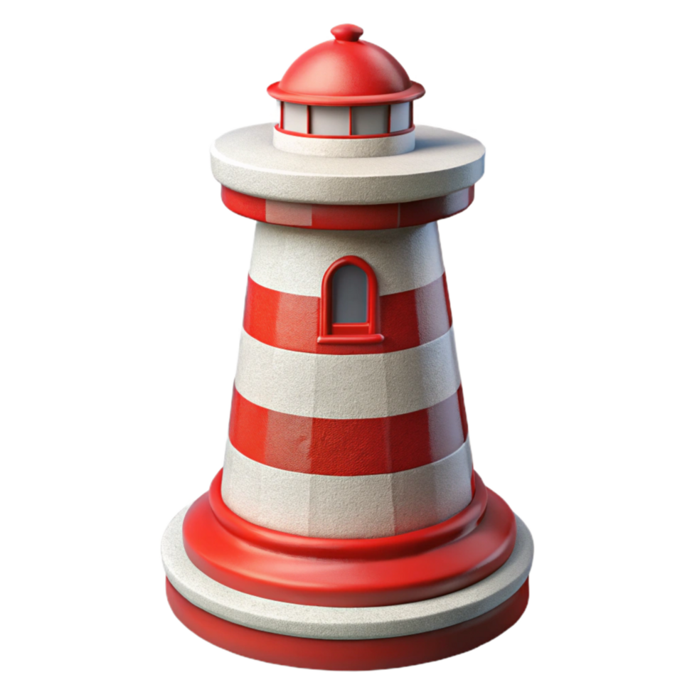 wonderful vintage Lighthouse Coastal Tower White Red Stripes Isolated detailed png