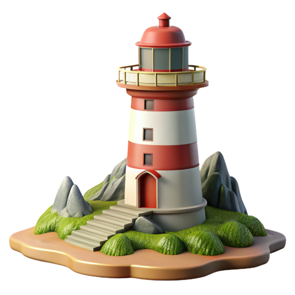 beautiful contemporary Lighthouse on Coastline Scenic View Isolated high resolution png