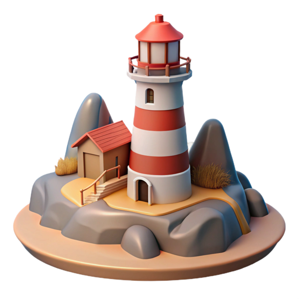 elegant traditional Lighthouse on Coastline Scenic View Isolated authentic png
