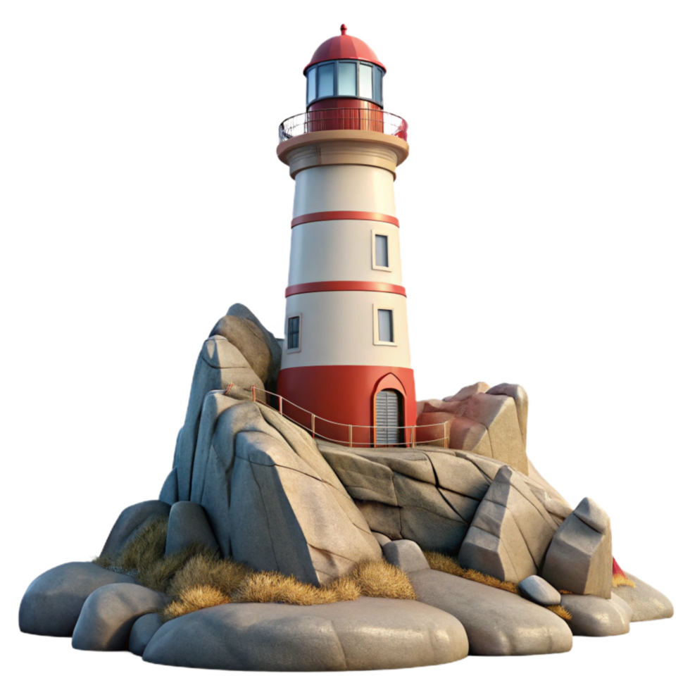 stunning modern Lighthouse on Rocky Coastline Coastal View Transparent Background genuine png