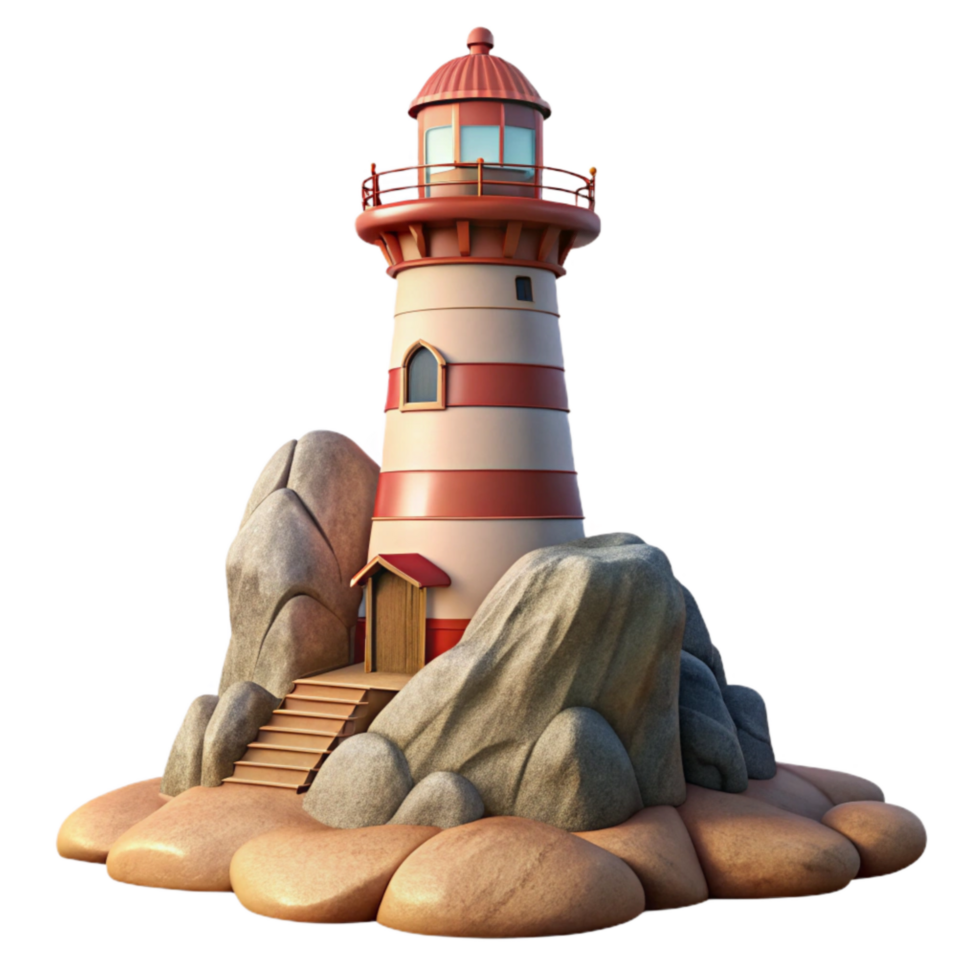 extraordinary abstract Lighthouse on Rocky Coast Isolated authentic png