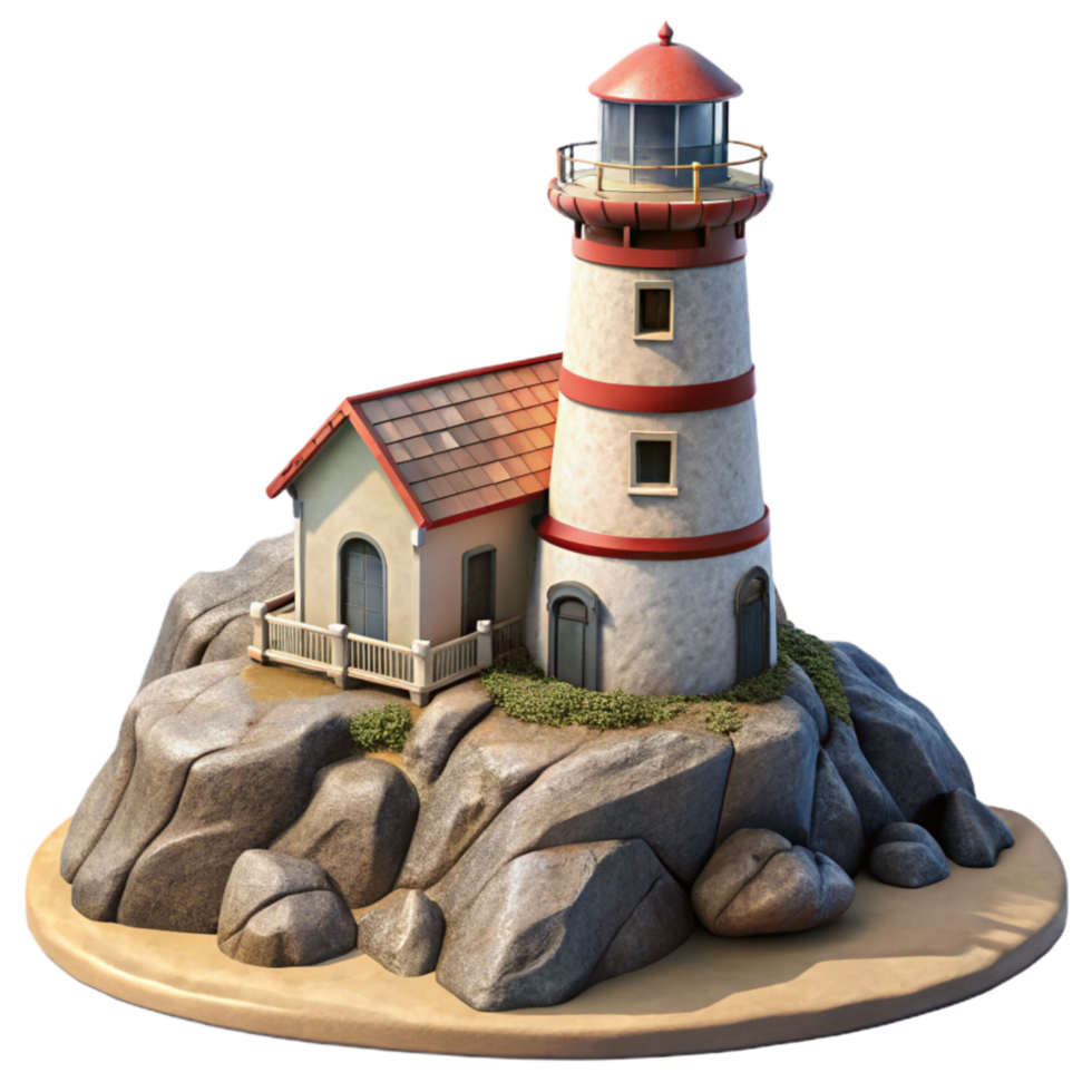 wonderful abstract Lighthouse on Rocky Coast Isolated original png