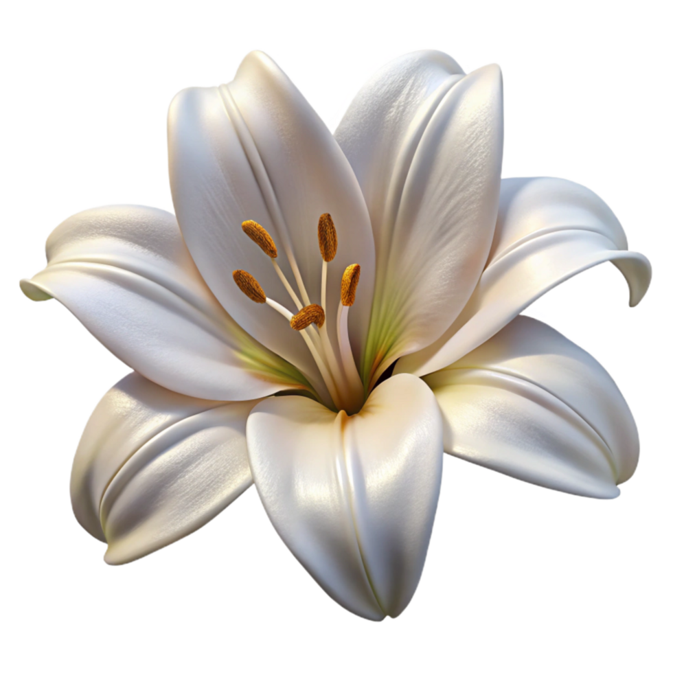 wonderful creative Lily Flower Elegant Bloom White Petals Transparent Background detailed png