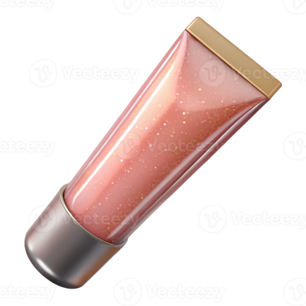 beautiful minimalist Lip Gloss Tube Clear with Shimmer Cutout Transparent Background high quality png