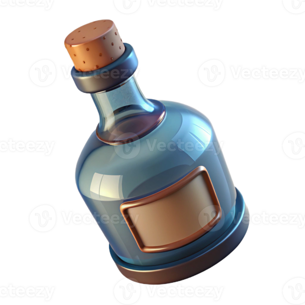extraordinary abstract Liquor Bottle Isolated on Transparent Background with Label professional png