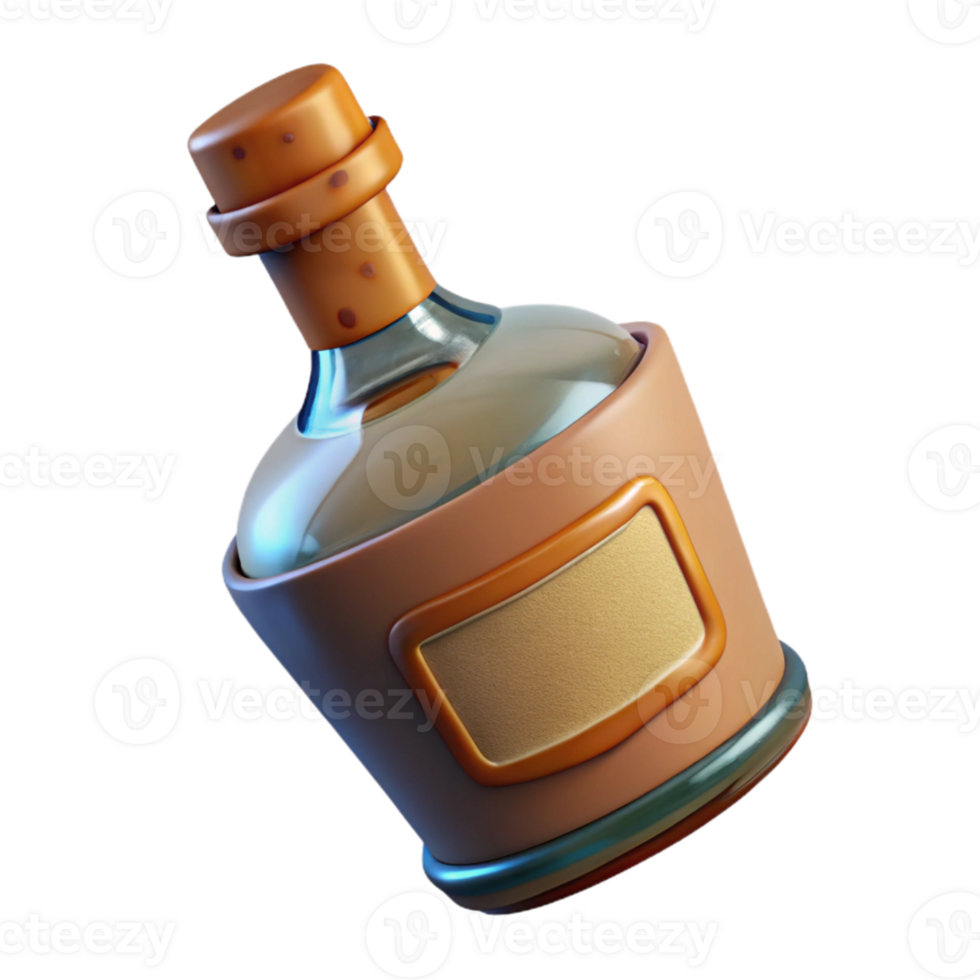impressive classic Liquor Bottle Isolated on Transparent Background with Label authentic png
