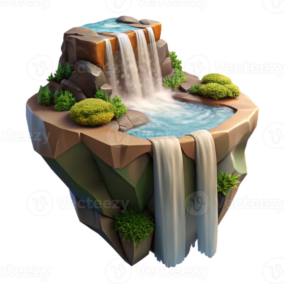 dramatic rustic Low Angle Drone Shot of Waterfall Cutout high quality png