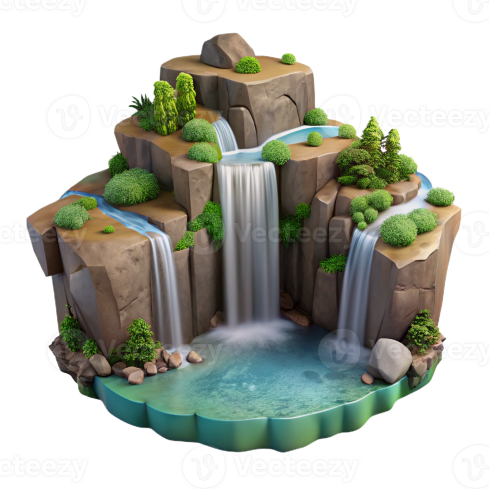 elegant abstract Low Angle Drone Shot of Waterfall Cutout 4K png