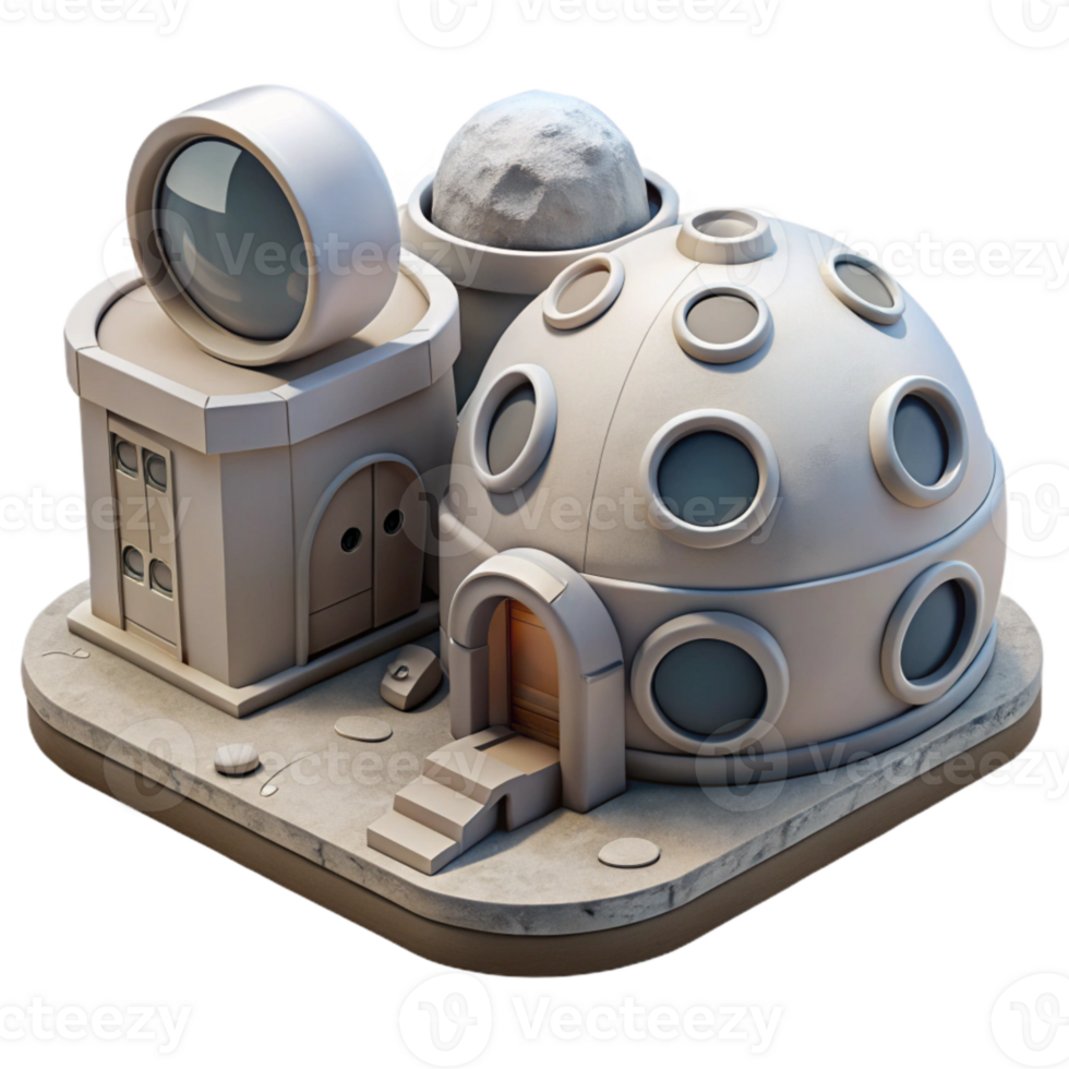 magnificent artistic Lunar Base with Habitat Modules Transparent Element detailed png