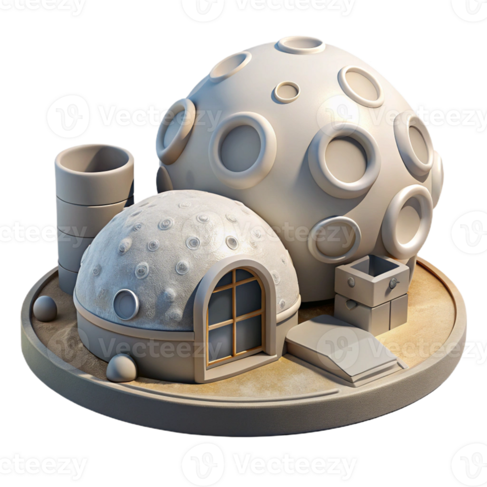 wonderful rustic Lunar Base with Habitat Modules Transparent Element high resolution png