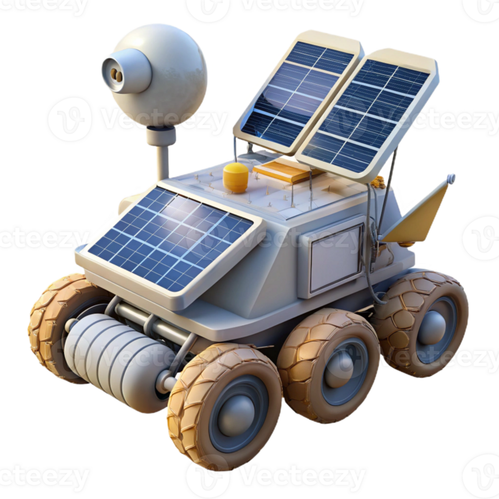 beautiful contemporary Lunar Rover with Solar Panels and Antenna Transparent Cutout 4K png